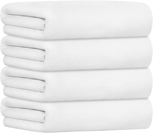 JML Large Microfiber Bath Towel, 4 Pack, 30" x 60" | Hanging Loop, Soft, Extra Absorbent, Quick Dry as Spa, Sauna, Salon Hair Wrap by JML