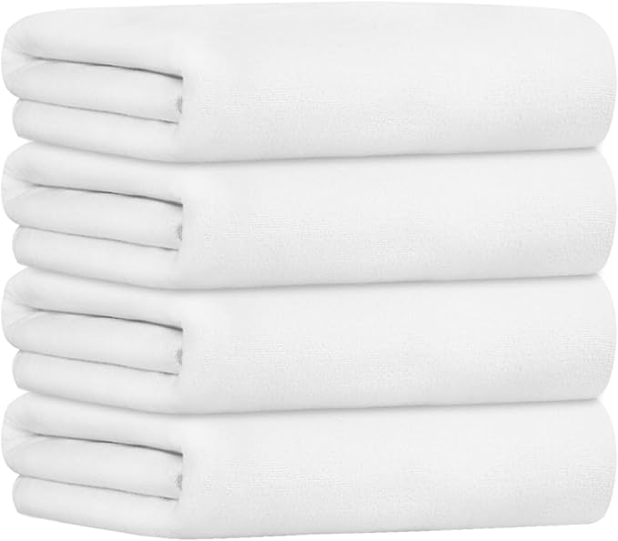 JML Large Microfiber Bath Towel, 4 Pack, 30" x 60" | Hanging Loop, Soft, Extra Absorbent, Quick Dry as Spa, Sauna, Salon Hair Wrap by JML