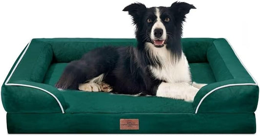 Comfort Expression Orthopedic Dog Beds for Large Sized Dog with Bolster | Waterproof Dog Couch Bed with Washable Cover & Non-Slip Bottom, Supportive Egg Crate Foam Large Pet Bed, 36x27 Inch by ComfortExpression