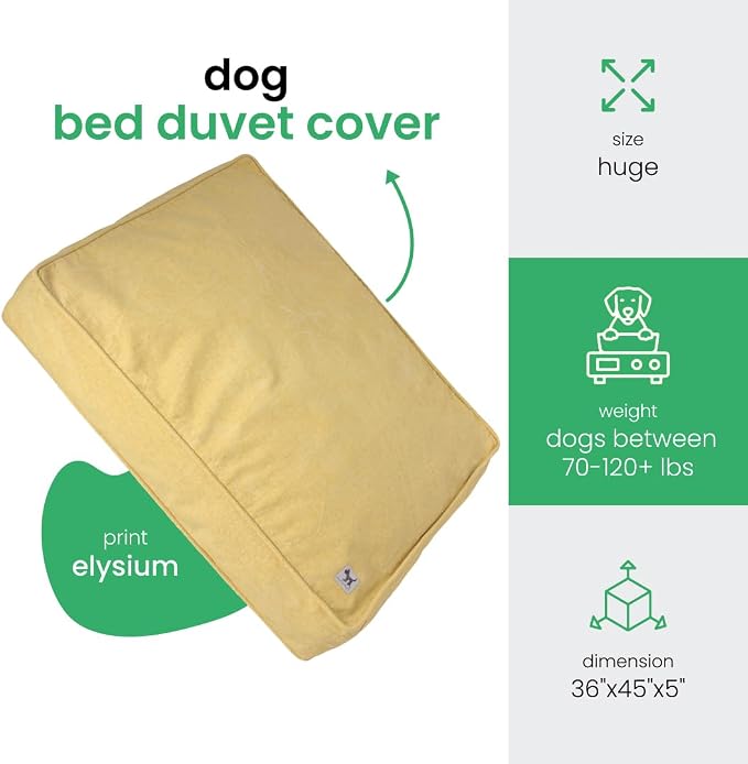 Molly Mutt Elysium Dog Bed Duvet Cover, GOTS-Certified 100% Cotton Canvas Cover for Dog, Puppy, or Cat Bed, Durable, Washable, and Free of Harmful Chemicals, Huge, 36"x45"x5", Yellow - Image 2