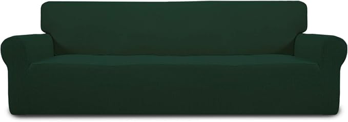 Easy-Going Stretch 4 Seater Oversized Sofa Couch Cover Dark Green | 1-Piece Extra X-large Sofa Cover Furniture Protector Couch Soft with Bottom for Kids, Spandex Jacquard by Easy-Going