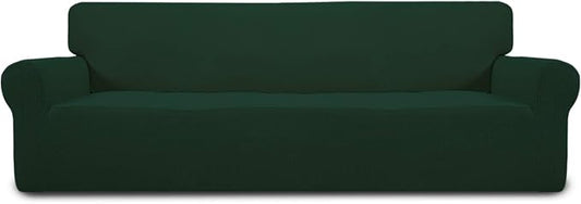 Easy-Going Stretch 4 Seater Oversized Sofa Couch Cover Dark Green | 1-Piece Extra X-large Sofa Cover Furniture Protector Couch Soft with Bottom for Kids, Spandex Jacquard by Easy-Going