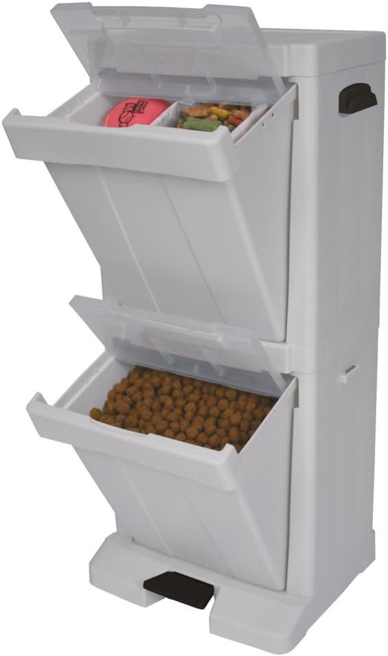 Richell Pet Stuff Tower for Food Storage | Richell Pet Stuff Tower: Ideal for Cats and Dogs. Max Load Capacity 8.8lbs, Includes Foot Pedal and Food Scoop! by Richell