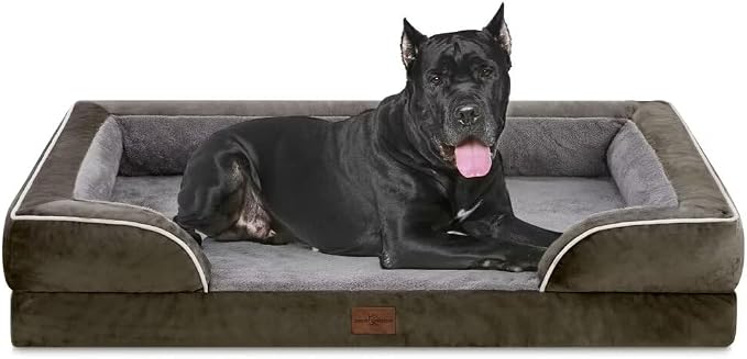 Comfort Expression Orthopedic Dog Bed for Extra Large Dogs with Bolster | Waterproof Dog Couch Bed with Washable Cover & Non-Slip Bottom, Supportive Egg Crate Foam Big Dog Bed, 53x42Inch by ComfortExpression