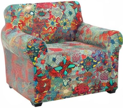 hyha Stretch Couch Covers, Chair/Sofa Covers, Armchair Slipcover for Dogs | Floral Pattern, Printed, 2 Pieces, Separate Couch Cushion Slipcover, Soft Chair Cover with Elastic Bottom for Pets (Armchair) - Image 9