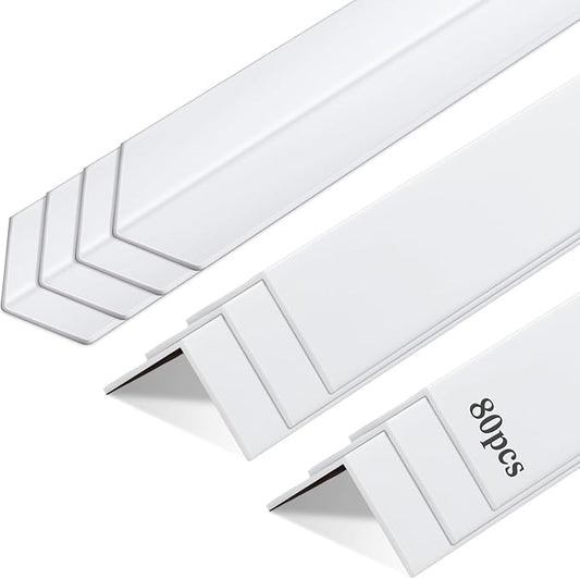 Sasylvia 80 Pcs Wall Corner Protector Guards, 1-1/8 x 48 Inches, Avoid Scratching Scuffs, Vinyl Corner Trim Molding, Ease Install and Cleaning for Door Countertop Furniture Cabinet Protection(White) by Sasylvia