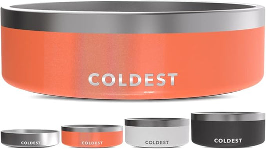 Coldest Dog Bowl - Anti Rust Metal, Non Slip, 3 Layers Insulated Stainless Steel Dog Bowls - Spill Proof & Heavy Duty - Water Bowl for Dogs, Cats & Pets, Dish Washer Safe (42 oz,Candy Red Glitter) by Coldest