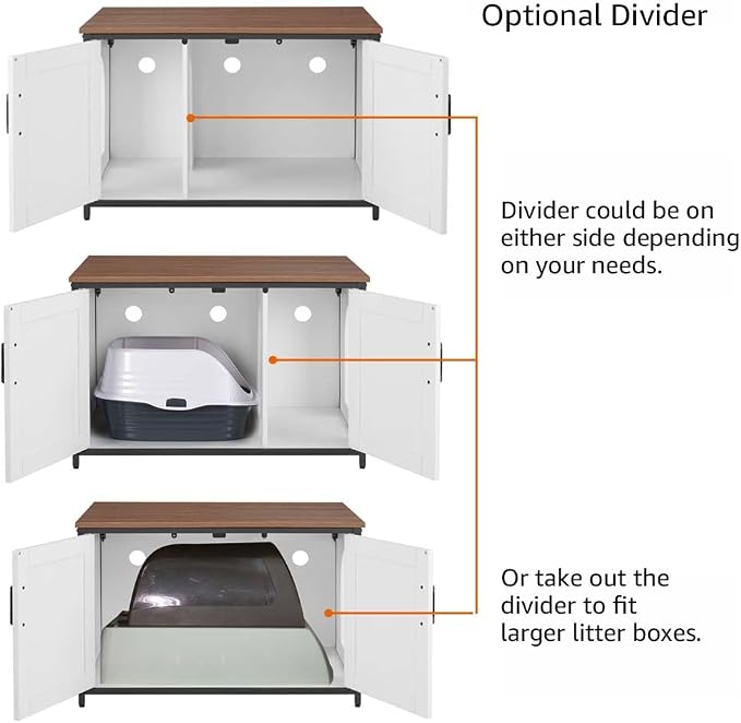 unipaws Top Opening Cat Litter Box Enclosure Furniture, Flip Top Design | XL Extra Large Cat Box, Friendly to Elderly People, High Jumbo Automatic Litter Box Cover Hidden for Large Cat - Image 5