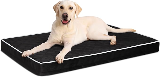 NUPIDA Orthopedic XL Dog Beds Large Sized Dog Waterproof Pet Kennel Pad with Removable Washable Cover and Non-Slip Bottom, 41x27 Inch, Black by NUPIDAPet%E2%80%99sHome