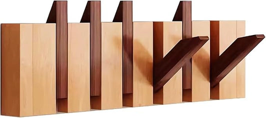 Wall Mounted Coat RackHooks Piano Key Hangers Natural Solid Wood Hanger Non-Woven Fabric Clothes Hangers for Closet, Kitchen, Bedroom, Bathroom, Entryway (Walnut-Beech, 6 Hooks) by MurphyBedKitMattresFrame