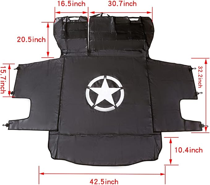Dog Trunk Liner for Jeep - Heavy Duty Waterproof Oxford Cargo Protector for 2007-2026 Wrangler JK JL 4-Door, Nonslip Washable Pet Seat Cover & Anti-Scratch Liner (Star) - Image 2