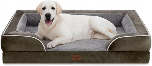 Comfort Expression Orthopedic Dog Bed for Extra Large Dogs with Bolster | Waterproof Dog Couch Bed with Washable Cover & Non-Slip Bottom, Supportive Egg Crate Foam XL Pet Bed, 45x35 Inch by ComfortExpression