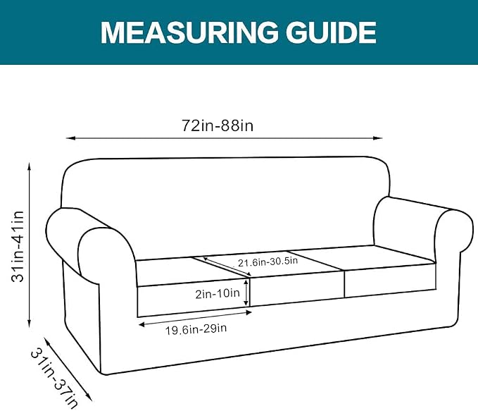 Turquoize 4 Piece Sofa Covers for 3 Cushion Couch Sofa Slipcover Soft Couch Cover for Dogs-Washable Sofa Furniture Covers with 3 Individual Cushion Covers,Jacquard Fabric (3 Cushion Sofa, Dark Cyan) - Image 2