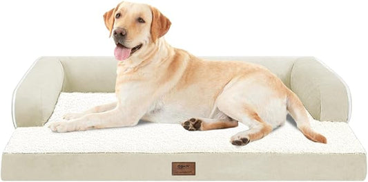 MEKIY XXL Orthopedic Waterproof Dog Bed with Bolster for Extra Large Dogs | Pillow Support for Neck Relief, Egg Crate Foam, Waterproof Liner, Anti-Slip Bottom, Removable Bolster Cover, 45 x 35 Inch by Mekiy