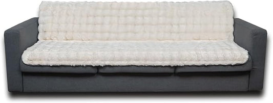 Dogs/Cats Bed Mats, Dog Pad Washable Removable Couch Cover with Anti-Slip Back, Plush Long Fur Mat, Perfect for Small, Medium and Large Dogs.(White-Bubble, 68"x82") by SNUGGLESINTO