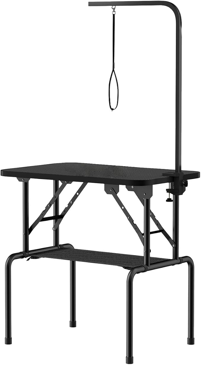 32 Inch Foldable Dog Grooming Table with Adjustable Arm, Nooses & Storage Basket - Non-Slip Pet Grooming Station for Dogs & Cats - Supports Up to 300 lbs (32 inches) - Image 2