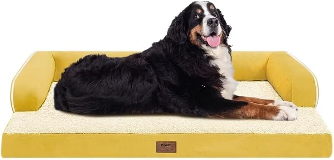 MEKIY Orthopedic Waterproof Jumbo Dog Bed with Bolster for Extra Large Dogs | Pillow Support for Neck Relief, Egg Crate Foam, Waterproof Liner, Anti-Slip Bottom, Removable Bolster Cover, 53 x 42 Inch by Mekiy