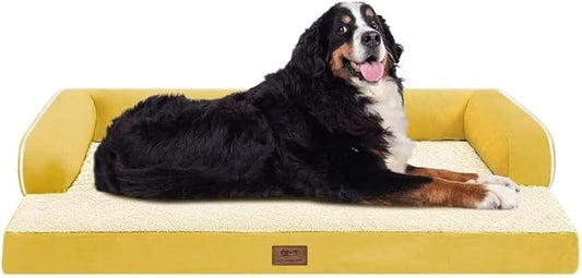 MEKIY Orthopedic Waterproof Jumbo Dog Bed with Bolster for Extra Large Dogs | Pillow Support for Neck Relief, Egg Crate Foam, Waterproof Liner, Anti-Slip Bottom, Removable Bolster Cover, 53 x 42 Inch by Mekiy