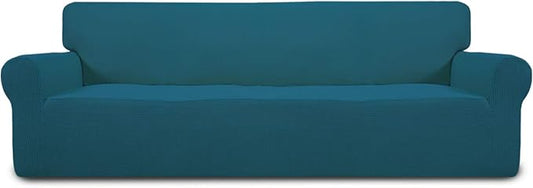 Easy-Going Stretch 4 Seater Oversized Sofa Couch Cover Peacock Blue | 1-Piece Extra X-large Sofa Cover Furniture Protector Couch Soft with Bottom for Kids, Spandex Jacquard by Easy-Going