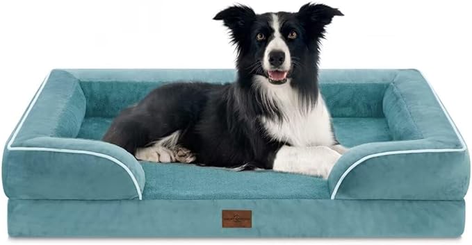 Comfort Expression Orthopedic Dog Beds for Large Sized Dog with Bolster | Waterproof Dog Couch Bed with Washable Cover & Non-Slip Bottom, Supportive Egg Crate Foam Large Pet Bed, 36x27 Inch by ComfortExpression