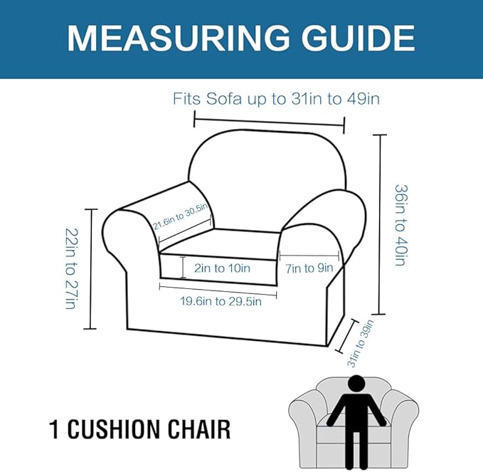 H.VERSAILTEX Rich Velvet Stretch 2 Piece Cover Chair Slipcover Sofa Cover Furniture Protector Couch Soft with Elastic Bottom Chair Couch Cover with Arms Width Up to 49 Inch(Chair,Camel) - Image 2