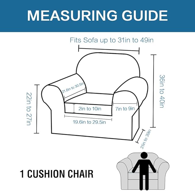 H.VERSAILTEX Rich Velvet Stretch 2 Piece Cover Chair Slipcover Sofa Cover Furniture Protector Couch Soft with Elastic Bottom Chair Couch Cover with Arms Width Up to 49 Inch(Chair, Black) - Image 2