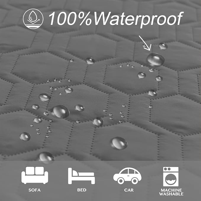 Tcksstex Waterproof and Non-Slip Dog Bed Cover and Pet Blanket Sofa Pet Bed Mat ，car Incontinence Mattress Protectors Furniture Couch Cover for Most Cats Dogs,Pets（52x82-Dark Grey） - Image 2