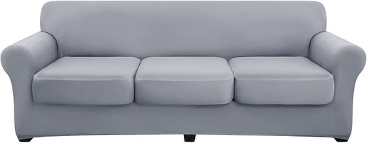 hyha Stretch Couch Covers, Sofa Cover for 3 Cushion Couch Pet Friendly | Floral Pattern, Printed, 4 Pieces, 3 Separate Cushion Sofa, Durable Anti-slip Washable Protector with Elastic Bottom for Dogs by hyha
