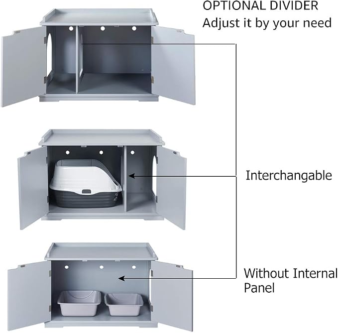 unipaws Cat Litter Box Enclosure Furniture, Hidden Litter Box Cover | Cat Washroom, Cabinet for Large Cat, Dog Proof Cat Litter Boxes, Hideaway Litter Box, Cat House - Image 3