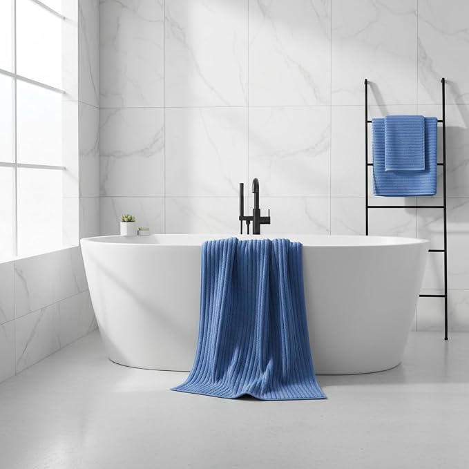 2 Piece Bath Sheets, 40"x80" Microfiber Bath Towels, Blue | Extra-large size, Quick dry, Highly Absorbent, Lint Free，shower towels for bathroom gym spa，Big and Tall users - Image 2