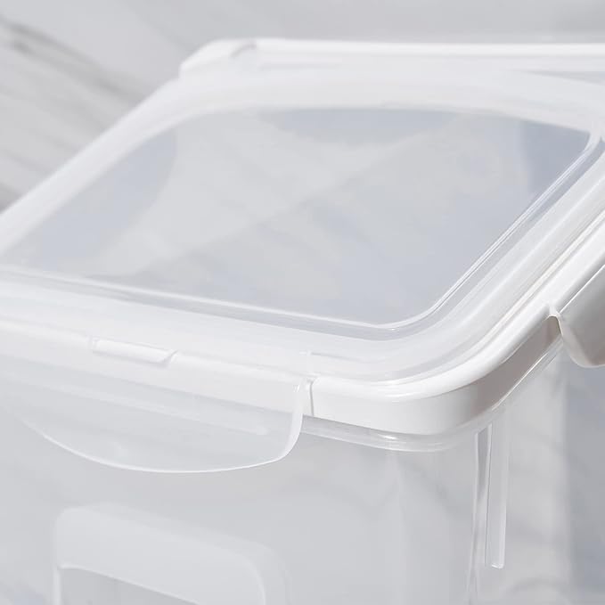 HANAMYA 15 Liter / 30 lbs Rice Storage Container with Measuring Cup, BPA free, For Rice | Grain | Pet Food | Flour, 1 count, Clear - Image 6
