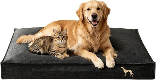 SOMAHE Waterproof Orthopedic Dog Bed, Washable, X-Large 47x35x4 Black | Indoor/Outdoor Ready: wide waterproof Oxford bed with TPU liner and 45D support for big dogs, SUV, patio, porch. by COZYHOMECHICSTYLE