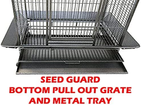 Extra Large Wrought Iron Open/Close Dome Perch Stand Play Top Bird Parrot Rolling Cage Solid Metal Plated Feeder Door Prevent Food Spillage Side Breeding Doors Around Metal Seed Guard - Image 7
