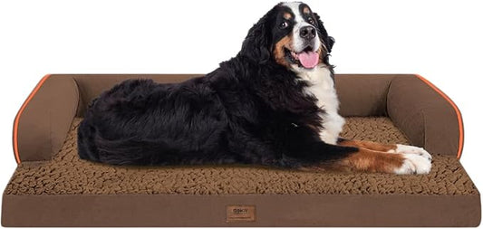 MEKIY Orthopedic Waterproof Jumbo Dog Bed with Bolster for Extra Large Dogs | Pillow Support for Neck Relief, Egg Crate Foam, Waterproof Liner, Anti-Slip Bottom, Removable Bolster Cover, 53 x 42 Inch by Mekiy