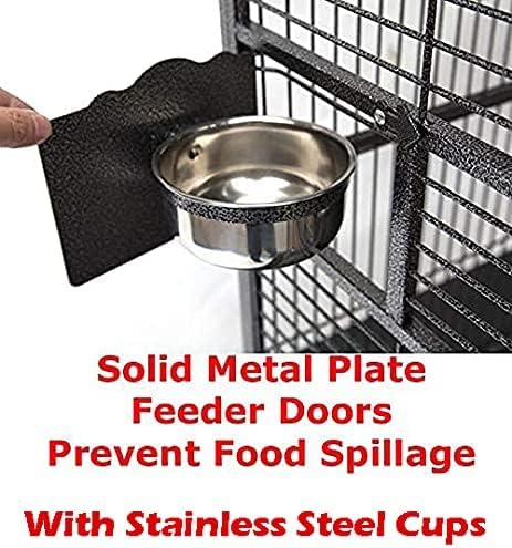 Extra Large Wrought Iron Open/Close Play Top Bird Parrot Cage, Include Metal Seed Guard Solid Metal Feeder Nest Doors Overall Dimensions: 35.25" Wx29.5 Lx62 H(with Seed Skirt) - Image 5