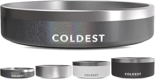 Coldest Dog Bowl - Anti Rust Metal, Non Slip, 3 Layers Insulated Stainless Steel Dog Bowls - Spill Proof & Heavy Duty - Water Bowl for Dogs, Cats & Pets, Dish Washer Safe (21 oz, Stardust Glitter) by Coldest