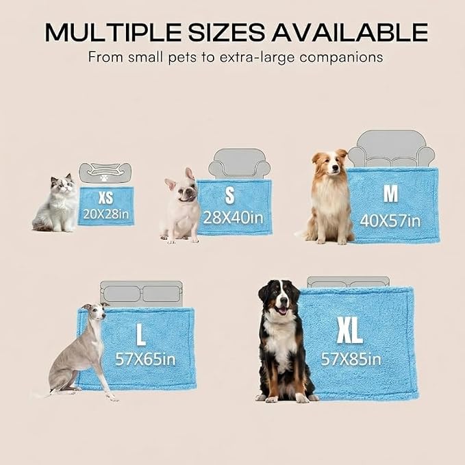 Waterproof Dog Throw Blanket Reversible Fluffy Blue Pet Bed Cover Puppy Blankets Leakproof Sofa Couch Washable Cover Cat Pet Blanket for Warm-Lake Blue,S - Image 6