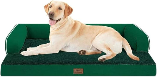 MEKIY XXL Orthopedic Waterproof Dog Bed with Bolster for Extra Large Dogs | Pillow Support for Neck Relief, Egg Crate Foam, Waterproof Liner, Anti-Slip Bottom, Removable Bolster Cover, 45 x 35 Inch by Mekiy