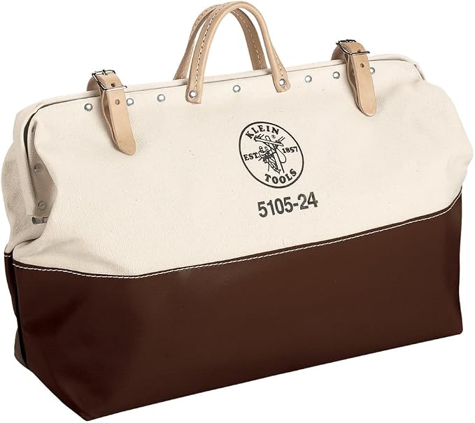Klein Tools 5105-24 Tool Bag, Heavy Duty Canvas Tool Storage with Moisture-Resistant Vinyl Bottom and Steel Frame for Rugged Use, 24-Inch by Unknown