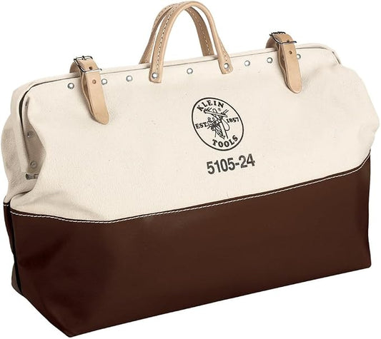Klein Tools 5105-24 Tool Bag, Heavy Duty Canvas Tool Storage with Moisture-Resistant Vinyl Bottom and Steel Frame for Rugged Use, 24-Inch by Unknown
