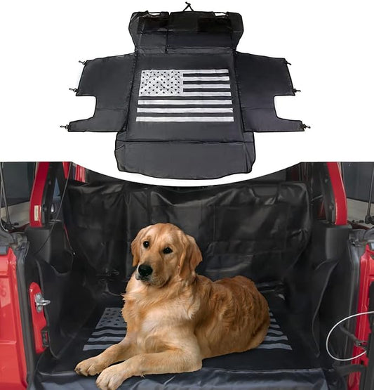 sukemichi Cargo Mat Dog Cargo Liner for 2007-2026 Jeep Wrangler 4 Door,Flag | Waterproof oxford material,For 2007-2026 Wrangler JK JL,Nonslip Washable Pet Seat Cover & Anti-Scratch Liner by sukemichi