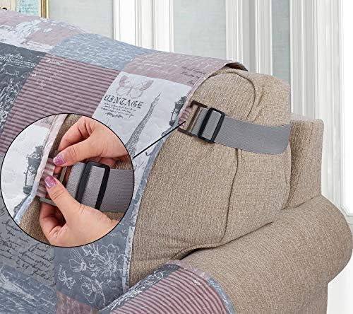 Brilliant Sunshine Latte Grey Paris & Toile Couch Cover, 70" seat | Non Slip Sofa Cover, Patchwork Design, Quilted Furniture Protector, Large Washable Slipcover for Pets, Dogs & Cats - Image 7