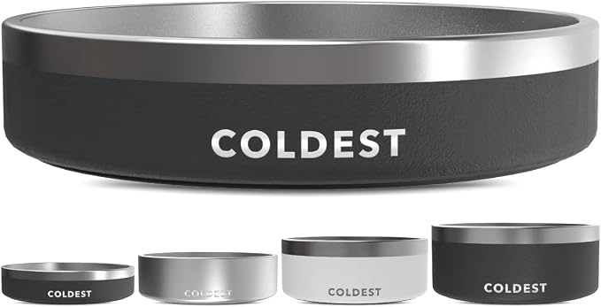 Coldest Dog Bowl - Anti Rust Metal, Non Slip, 3 Layers Insulated Stainless Steel Dog Bowls - Spill Proof & Heavy Duty - Water Bowl for Dogs, Cats & Pets, Dish Washer Safe (21 oz, Stealth Black) by Coldest