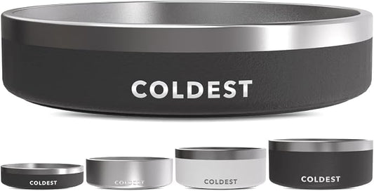 Coldest Dog Bowl - Anti Rust Metal, Non Slip, 3 Layers Insulated Stainless Steel Dog Bowls - Spill Proof & Heavy Duty - Water Bowl for Dogs, Cats & Pets, Dish Washer Safe (21 oz, Stealth Black) by Coldest