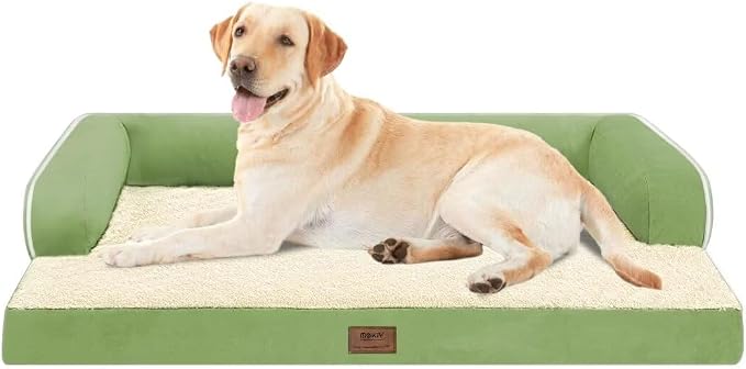 MEKIY XXL Orthopedic Waterproof Dog Bed with Bolster for Extra Large Dogs | Pillow Support for Neck Relief, Egg Crate Foam, Waterproof Liner, Anti-Slip Bottom, Removable Bolster Cover, 45 x 35 Inch by Mekiy