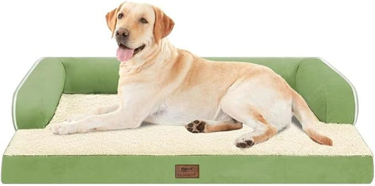 MEKIY XXL Orthopedic Waterproof Dog Bed with Bolster for Extra Large Dogs | Pillow Support for Neck Relief, Egg Crate Foam, Waterproof Liner, Anti-Slip Bottom, Removable Bolster Cover, 45 x 35 Inch by Mekiy