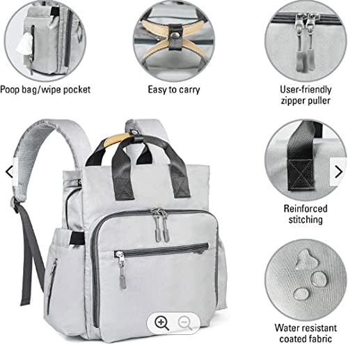 Dog Travel Bag - Dog Backpack Organizer - Pet Travel Kit Airline Compliant - Includes Large Pad, Food Canister and Bowls (Gray, Paw Prints) - Image 5