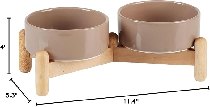 Havniva Elevated Dog Bowls Ceramic Dog Bowls with Stand, Dog Food Bowl | 5.1” Raised Dog Bowls with Non-Slip Wood Stand, Dog Food and Water Bowl Set, Double Dog Feeding Bowls for Small Dogs - Image 8