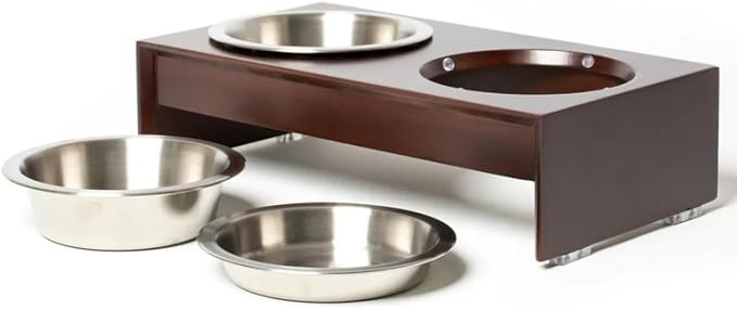 PetFusion Bamboo Elevated Dog Bowls; Cat Bowls | Raised Feeders w/ Water Resistant Seal (Short 4"; Tall 10”) | US FOOD GRADE Stainless Steel Dog & Cat Bowl - Image 4