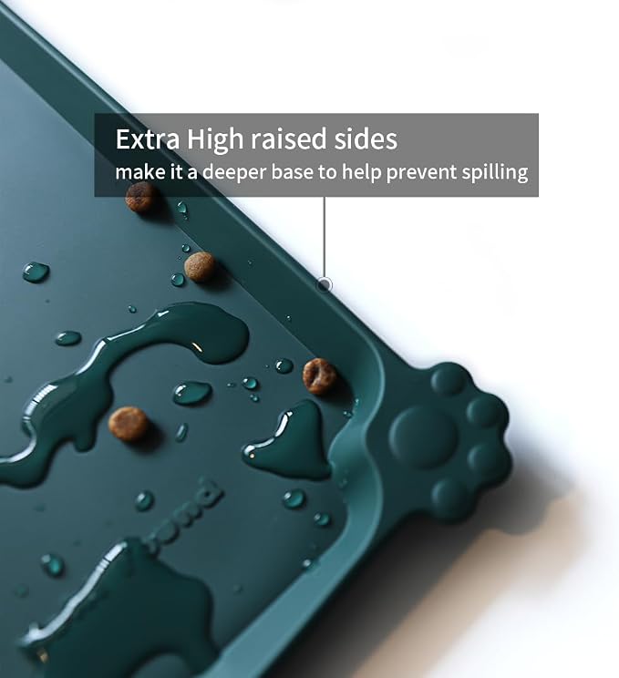 Hoki Found XX-Large Silicone Non Slip Pet Dog Cat Bowl Mats - Placemat for Feeding - Waterproof for Carpet - Dark Cedar - Image 2